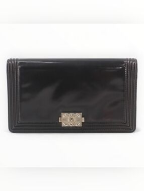 Chanel Boy Wallet Black Patent Leather